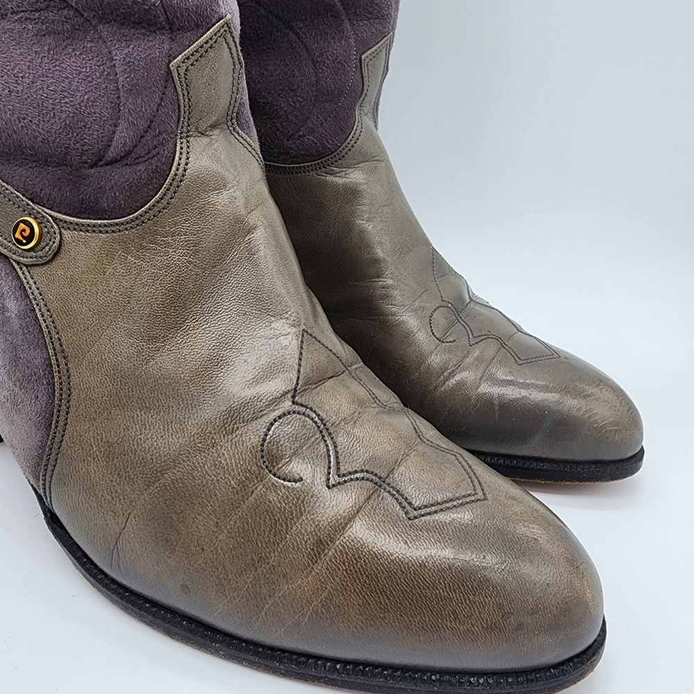 Pierre Cardin 80's Vintage Western Style Leather Boots Two Tone Size 9 - Picture 4 of 16